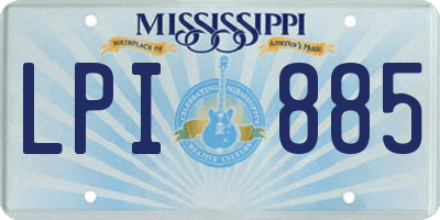 MS license plate LPI885