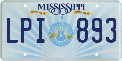 MS license plate LPI893