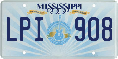 MS license plate LPI908