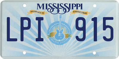 MS license plate LPI915