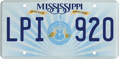MS license plate LPI920