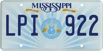 MS license plate LPI922
