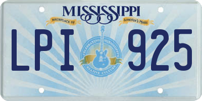 MS license plate LPI925