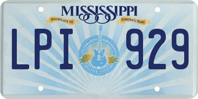 MS license plate LPI929