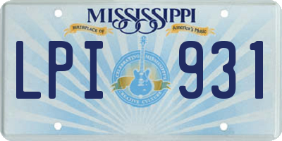 MS license plate LPI931