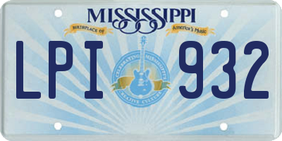 MS license plate LPI932