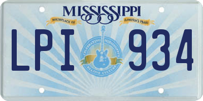 MS license plate LPI934