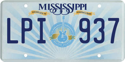 MS license plate LPI937