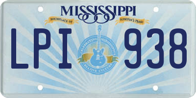 MS license plate LPI938