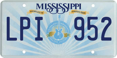 MS license plate LPI952
