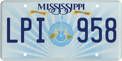 MS license plate LPI958