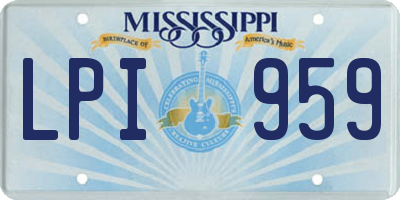 MS license plate LPI959