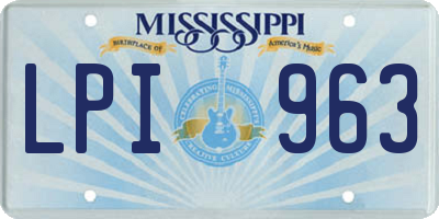 MS license plate LPI963