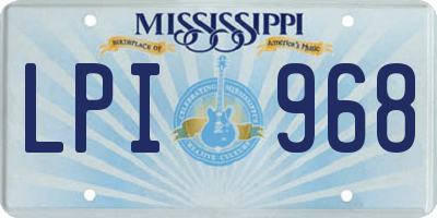 MS license plate LPI968