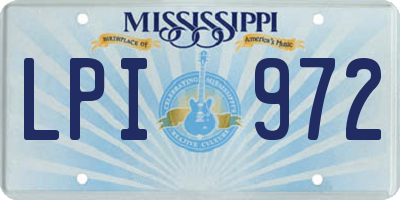 MS license plate LPI972