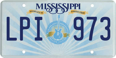 MS license plate LPI973