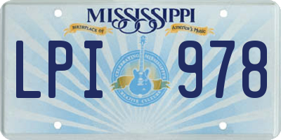 MS license plate LPI978