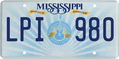 MS license plate LPI980