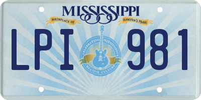 MS license plate LPI981