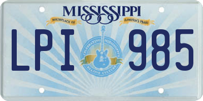 MS license plate LPI985