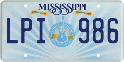 MS license plate LPI986