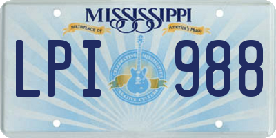 MS license plate LPI988