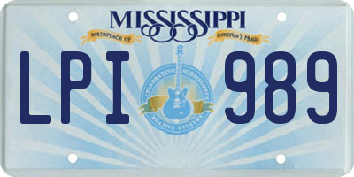 MS license plate LPI989