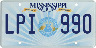 MS license plate LPI990
