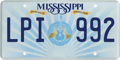 MS license plate LPI992