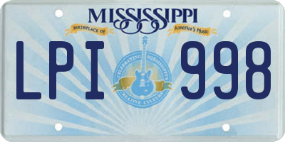 MS license plate LPI998