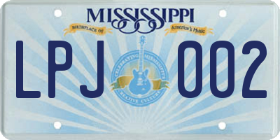 MS license plate LPJ002