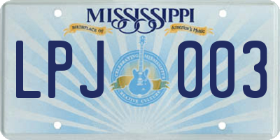 MS license plate LPJ003