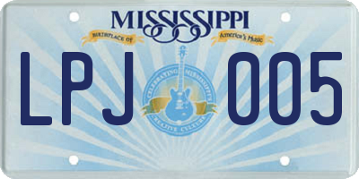 MS license plate LPJ005