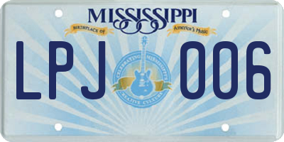 MS license plate LPJ006