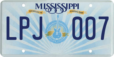 MS license plate LPJ007