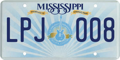 MS license plate LPJ008