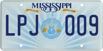 MS license plate LPJ009