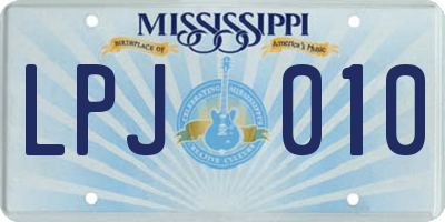 MS license plate LPJ010