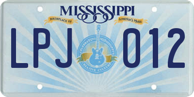 MS license plate LPJ012