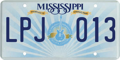 MS license plate LPJ013