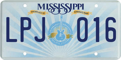 MS license plate LPJ016
