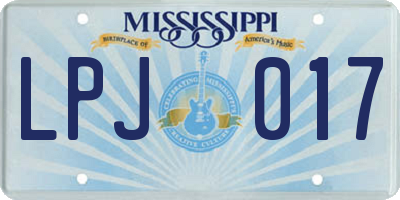 MS license plate LPJ017