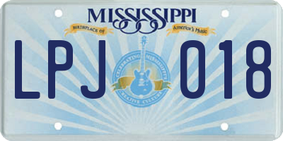 MS license plate LPJ018