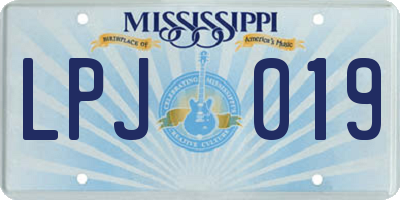 MS license plate LPJ019
