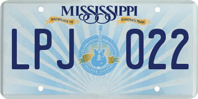 MS license plate LPJ022