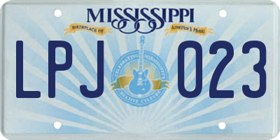 MS license plate LPJ023