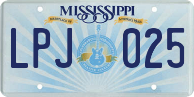 MS license plate LPJ025