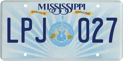 MS license plate LPJ027