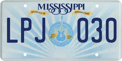 MS license plate LPJ030