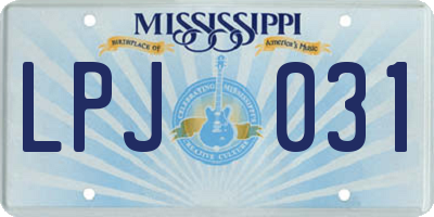 MS license plate LPJ031